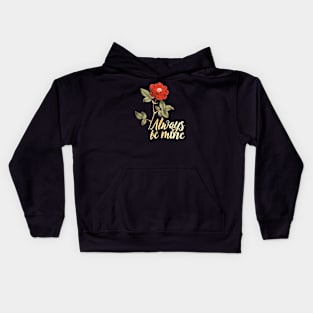 Valentine with Red Rose Flower Kids Hoodie